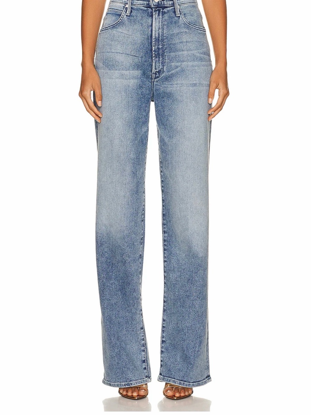 MOTHER High Waisted Tunnel Vision Sneak Twice Shy Straight Wide Leg Jeans 25